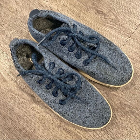 ALLBIRDS The Wool Runners Blue Heathered Wool Sneakers - Picture 2 of 10
